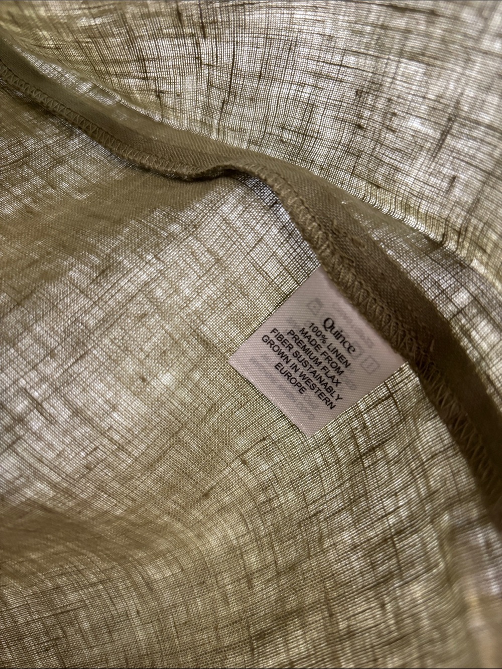 Quince 100% European Linen Tee in Washed Olive - Picture 5 of 6